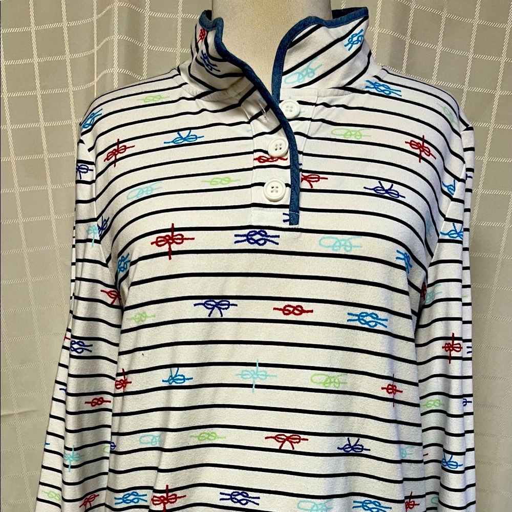 Nautical Half-button Pullover